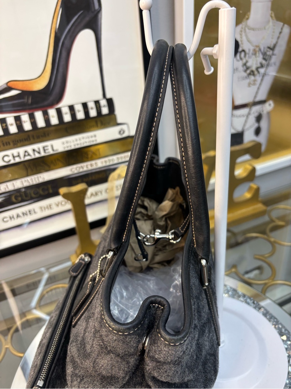 Coach 2001 vintage Hamptons Wool Carryall Tote w/ its matching pouch EUC - Picture 10 of 15